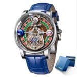 Celestial Roulette Quartz Watch for Men – Curved Globe Dial, Roman Numerals, Leather Strap | Waterproof Antique Style Timepiece - Image 7