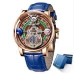 Celestial Roulette Quartz Watch for Men – Curved Globe Dial, Roman Numerals, Leather Strap | Waterproof Antique Style Timepiece - Image 8