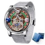 Celestial Roulette Quartz Watch for Men – Curved Globe Dial, Roman Numerals, Leather Strap | Waterproof Antique Style Timepiece - Image 10