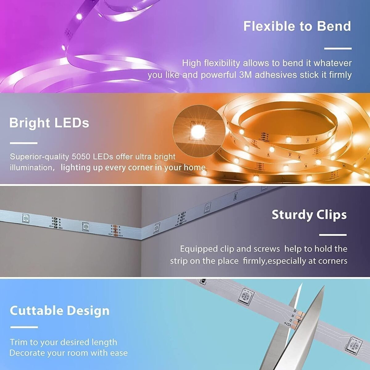 RGB Music Bluetooth Intelligent Low-voltage LED Light Strip - Image 3