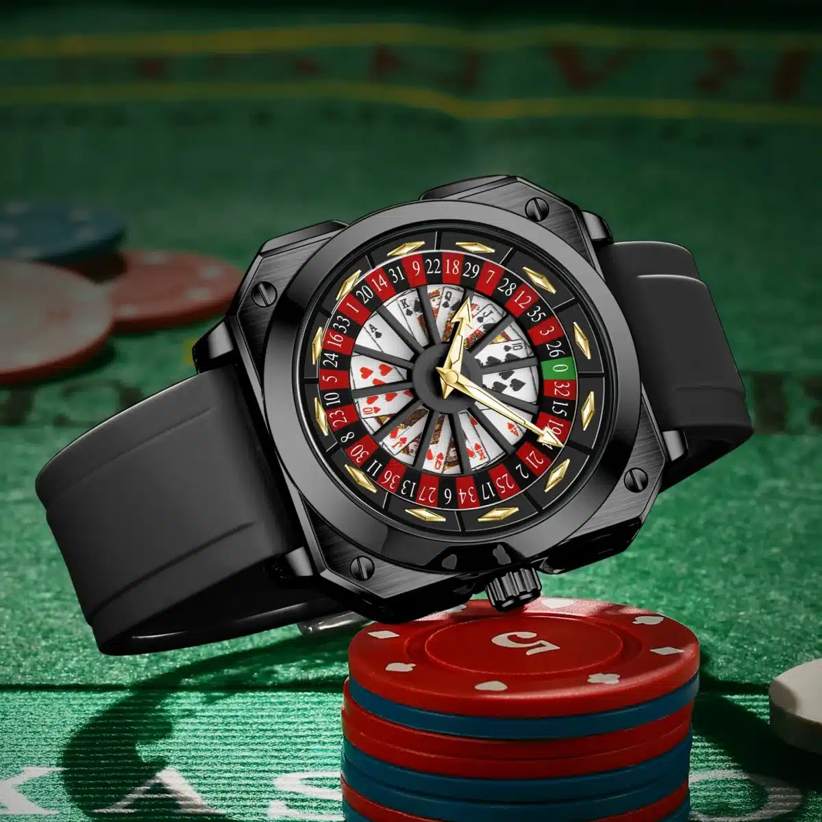 Creative Men Watch Fashion Roulette Original Quartz Movement Silicone Red Black Sports Square Rotating Night Light Watch for Men - Image 3