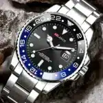 Business Stainless Steel Watch 40mm Classic Red Blue Circle Diving Series Magnifying Glass Calendar Quartz Watches montre homme - Image 3