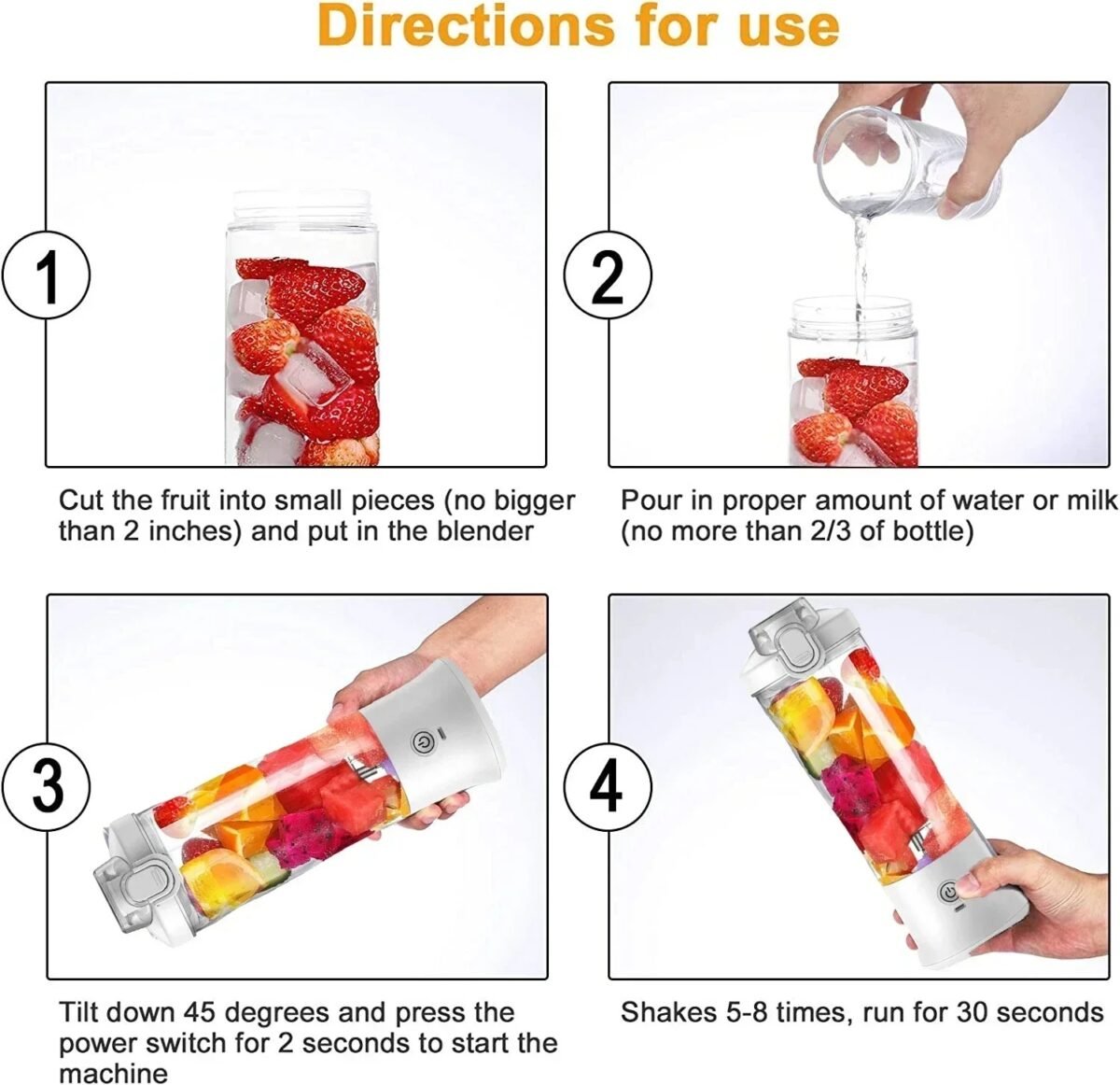 Portable Blender 600ML Electric Juicer Fruit Mixers 4000mAh USB Rechargeable Smoothie Mini Blender Personal Juicer Colorf - Image 7