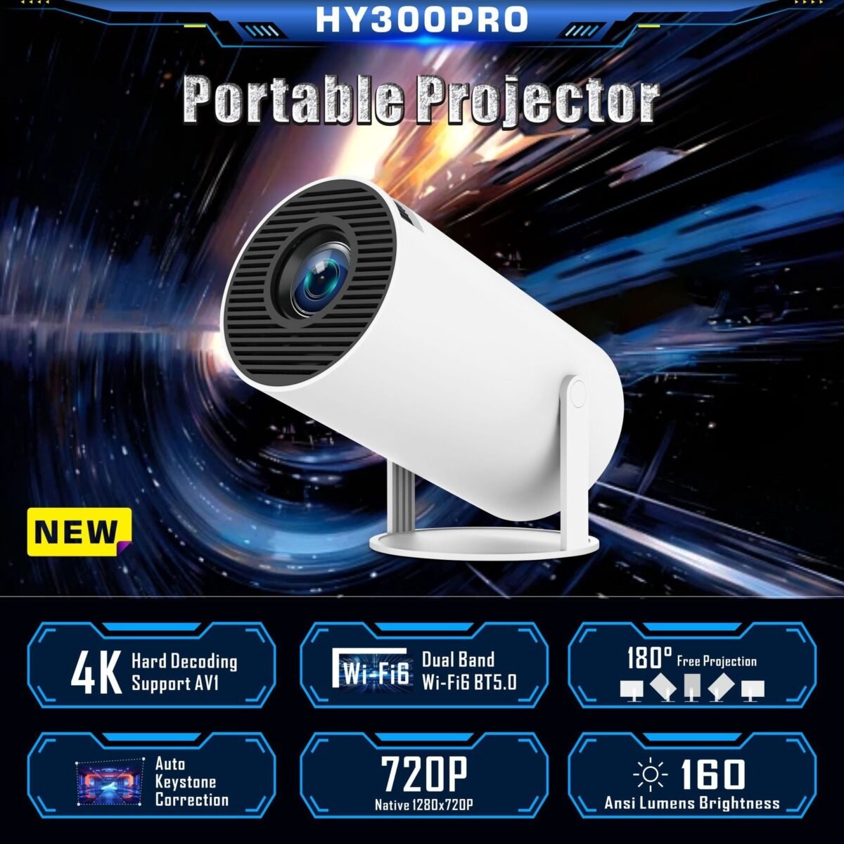 HY300 Pro Projector Home Theater Entertainment Portable Small Projector - Image 1