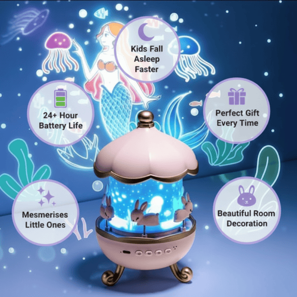 Galaxy Bunny Carousel Star Night Projector Lamp